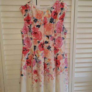 Flowered A-Line Print Dress